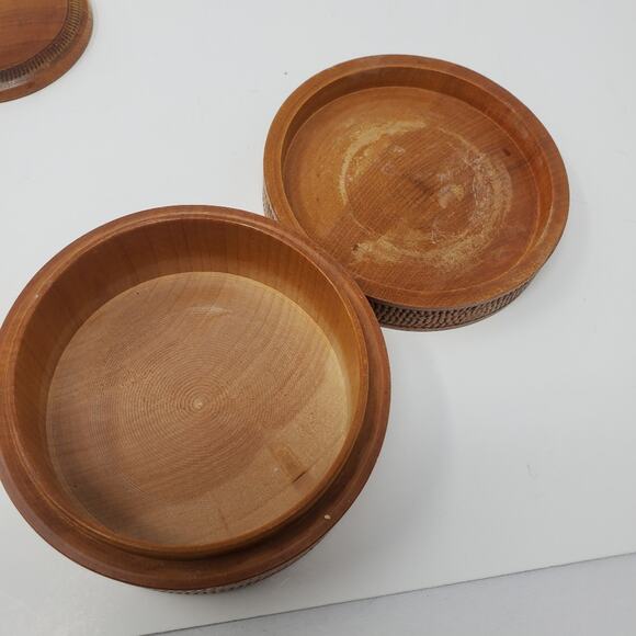 Vintage Hand Carved Miyajima Satsuma Japan Round  Tea Coasters  Set of 6 - Picture 3 of 8